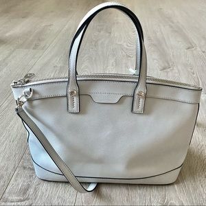 HENRI BENDEL LARGE SAFFIANO GREY LEATHER CROSSBODY
